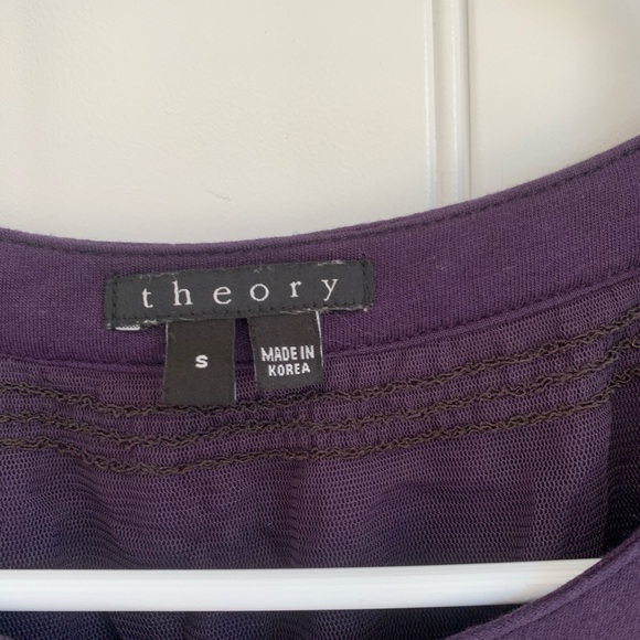 Theory Purple Button Front Tie Silk Blend Dress - Picture 5 of 8